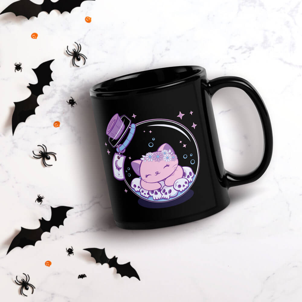 Kawaii Kitty in a Bottle Creepy Cute Mug for Halloween