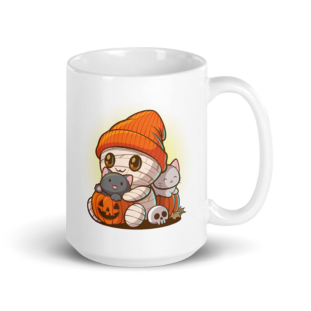 Kawaii Mummy and Cats Cute Mug - white 15 oz