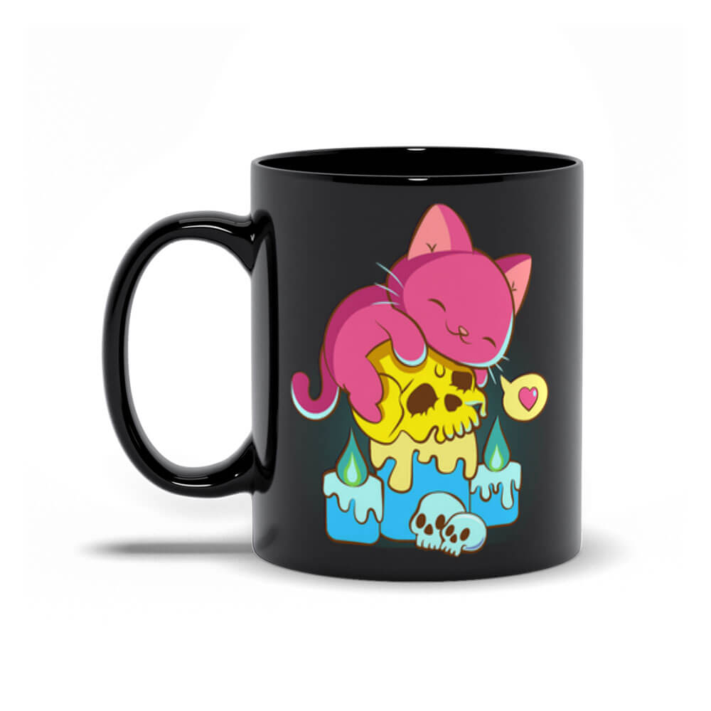 Kawaii Goth Cat on Skull Bisexual Pride Aesthetic Mug – Irene Koh Studio