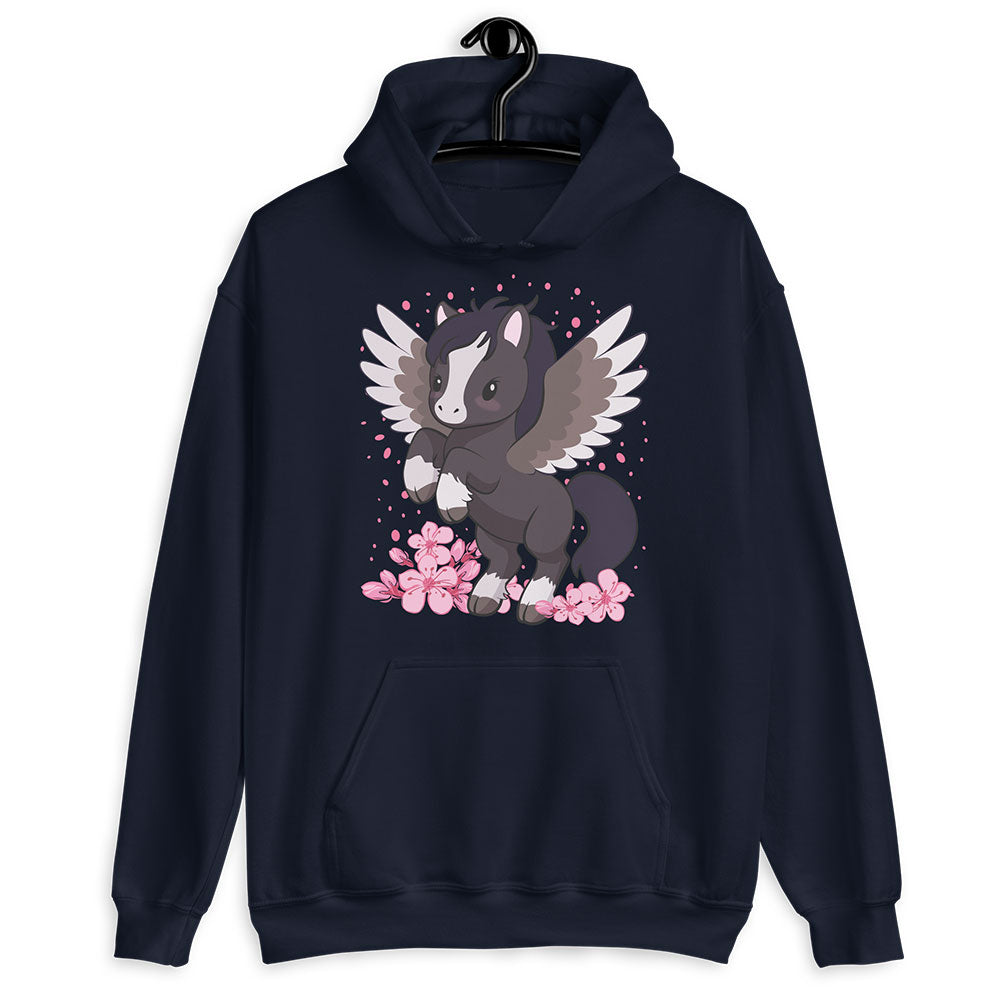Kawaii Pegasus Cute Graphic Hoodie - Navy