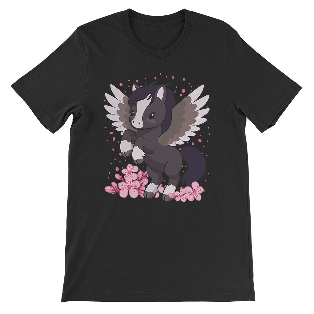 Kawaii Pegasus Year of Horse T-shirt - Black