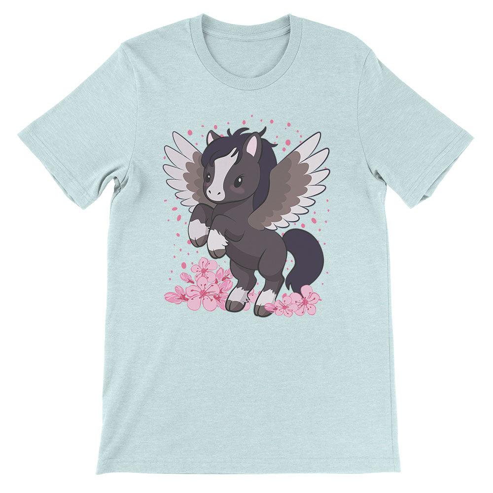 Kawaii Pegasus Year of Horse T-shirt - Heather Ice Blue