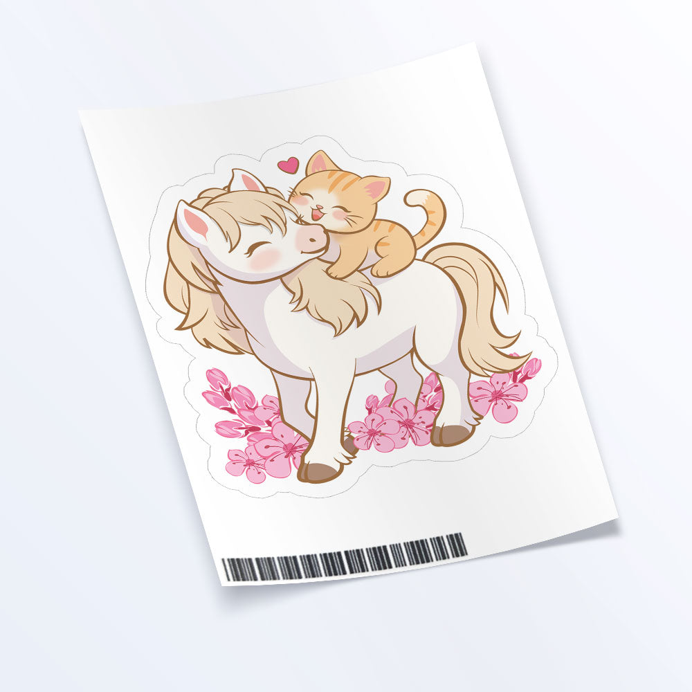 Kawaii Pegasus and Horse Cute Stickers - Horse and Cat Sticker