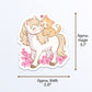 Kawaii Pegasus and Horse Cute Stickers - Horse and Cat Sticker measurements