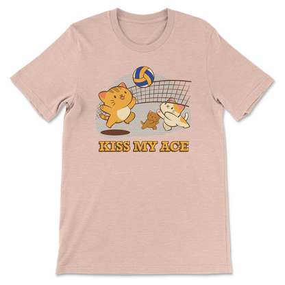 Kawaii Cats Volleyball T-shirt - Heather Peach