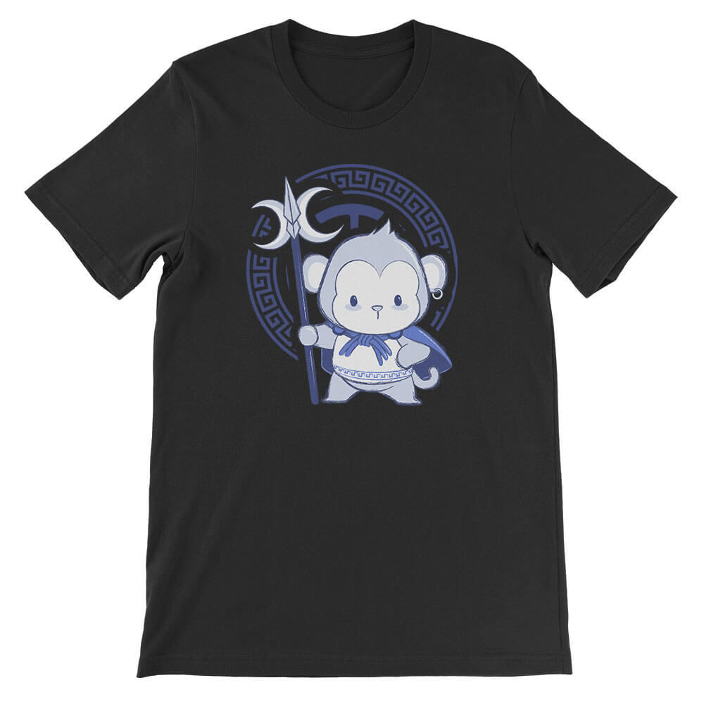 Monkey Warrior Chinese Zodiac Kawaii T-shirt - black
