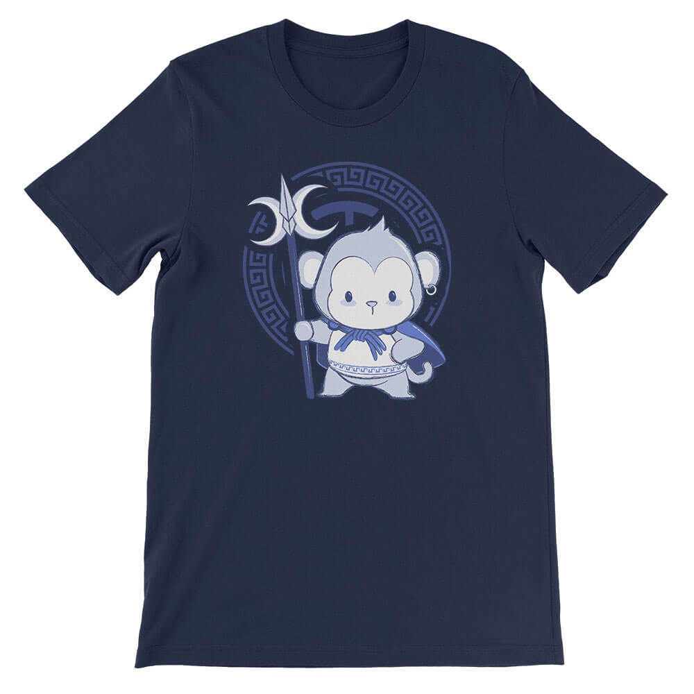 Monkey Warrior Chinese Zodiac Kawaii T-shirt - navy