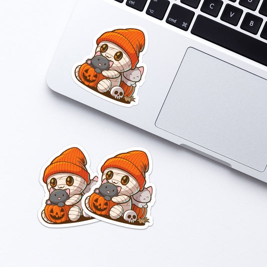 Mummy and Cute Kittens Kawaii Sticker