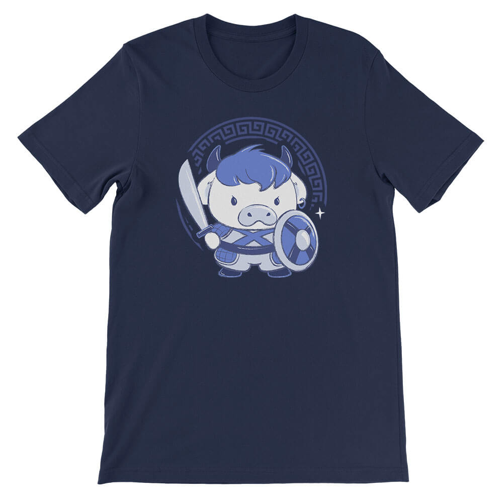 Ox Warrior Chinese Zodiac Kawaii T-shirt - Navy