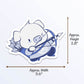 Pig Warrior Chinese Zodiac Kawaii Sticker measurements