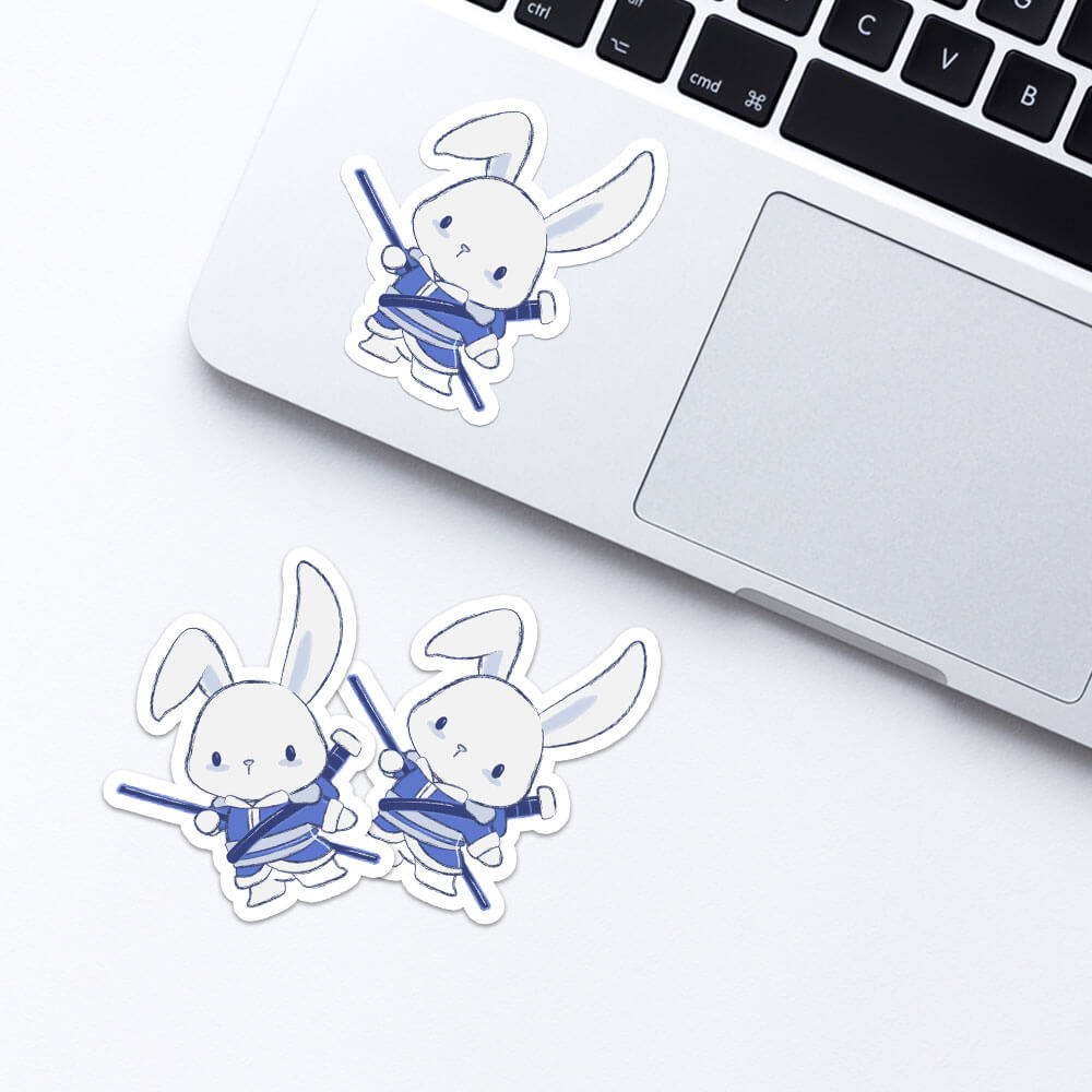 Rabbit Warrior Chinese Zodiac Kawaii Stickers for Laptop