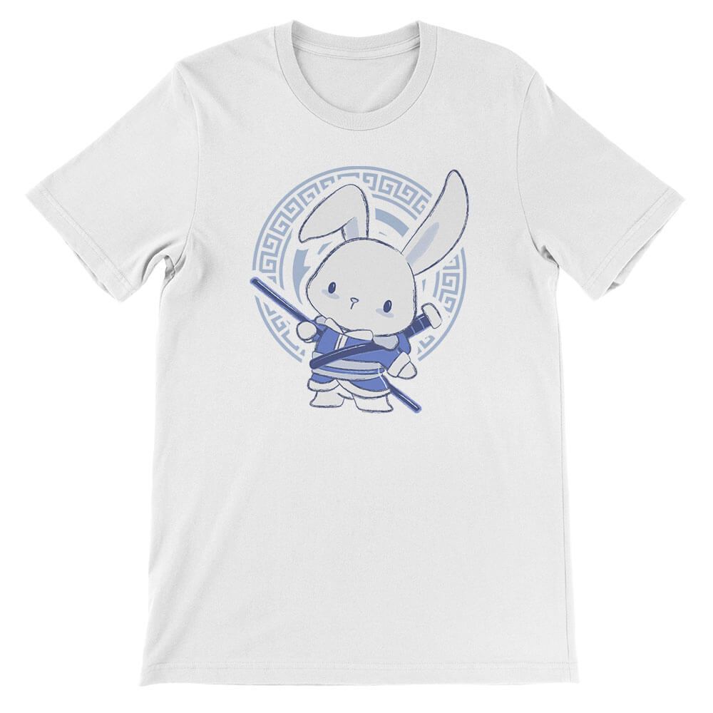 Rabbit Warrior Chinese Zodiac Kawaii T-shirt - White