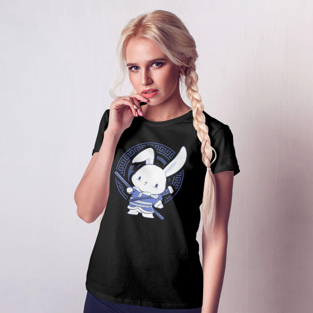 Rabbit Warrior Chinese Zodiac Kawaii T-shirt for women