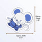 Rat Warrior Chinese Zodiac Kawaii Sticker measurements