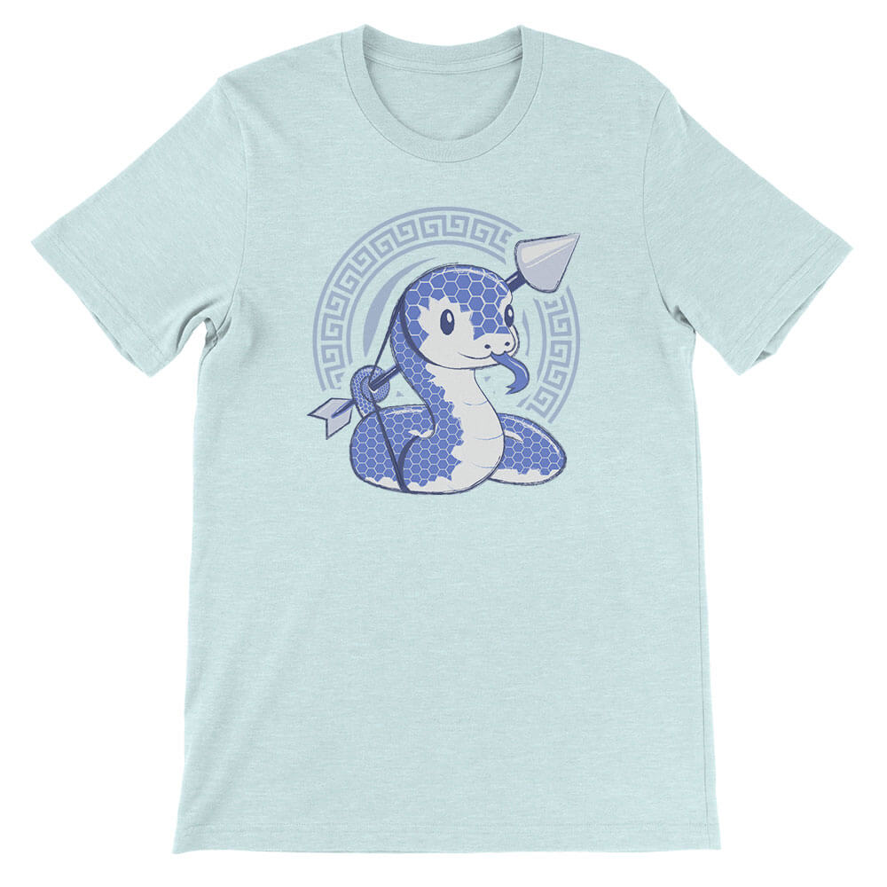 Snake Warrior Chinese Zodiac Kawaii T-shirt - Heather Ice Blue