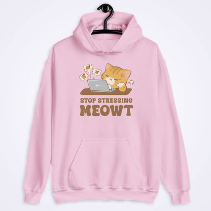 Stop Stressing Meowt Funny Cat Hoodie - Pink