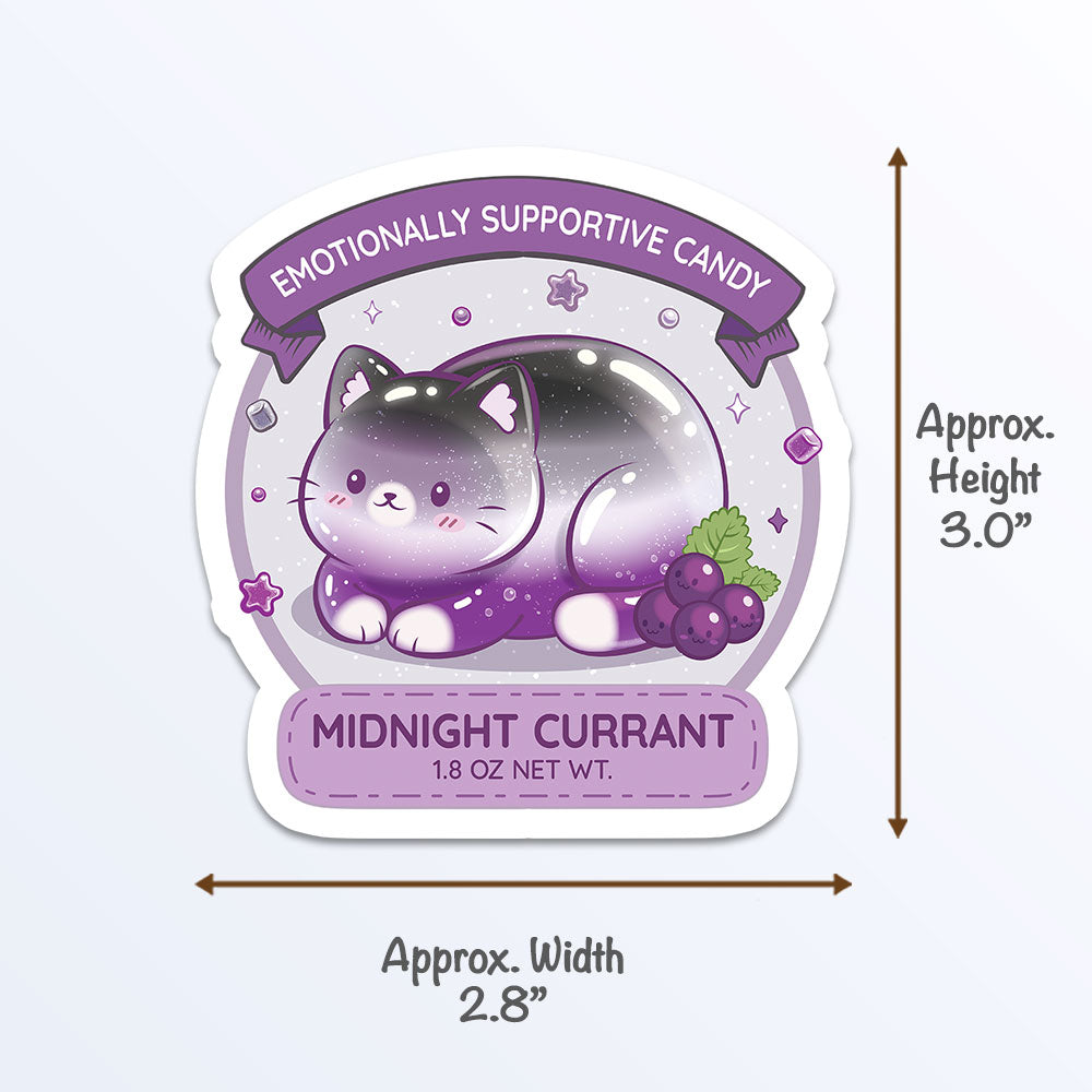 Subtle Asexual Pride Cute Cat Loaf Sticker Measurements