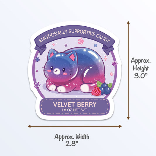Subtle Bisexual Pride Cute Cat Loaf Sticker Measurements