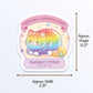 Subtle LGBTQ Rainbow Pride Cute Cat Loaf Sticker Measurements