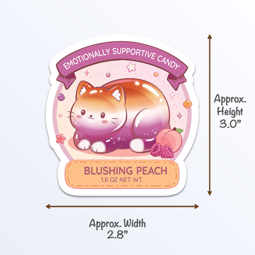 Subtle Lesbian Pride Cute Cat Loaf Sticker Measurements
