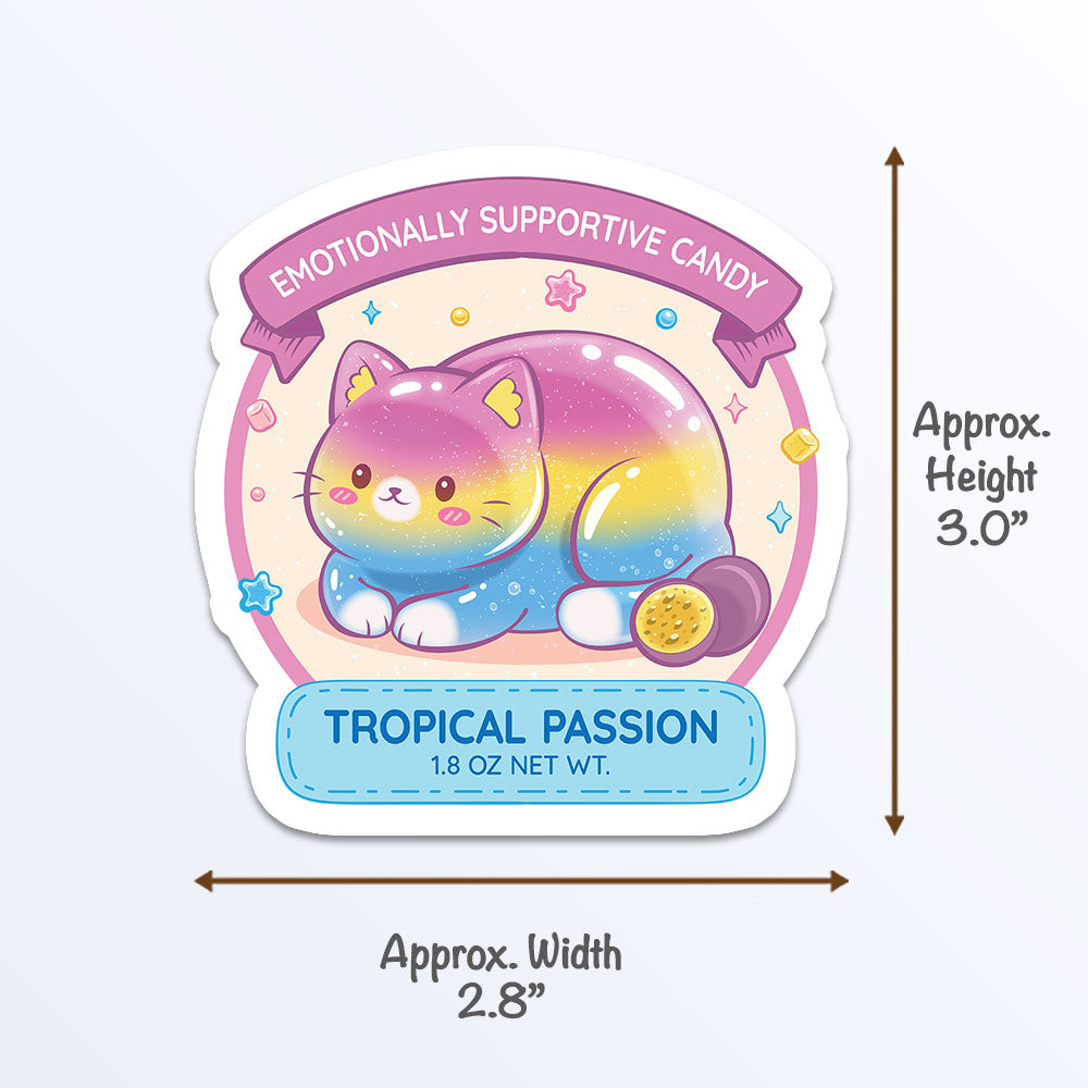 Subtle Pansexual Pride Cute Cat Loaf Sticker Measurements