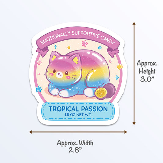 Subtle Pansexual Pride Cute Cat Loaf Sticker Measurements