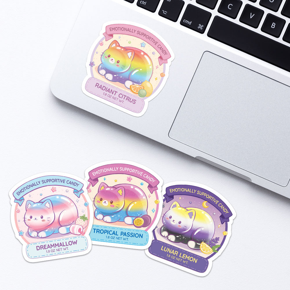 Subtle LGBTQ+ Pride Cute Cat Loaf Stickers for Laptop