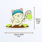 Tennis Kawaii Cats Sticker Measurements