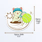 Tennis Kawaii Cats Sticker Measurements