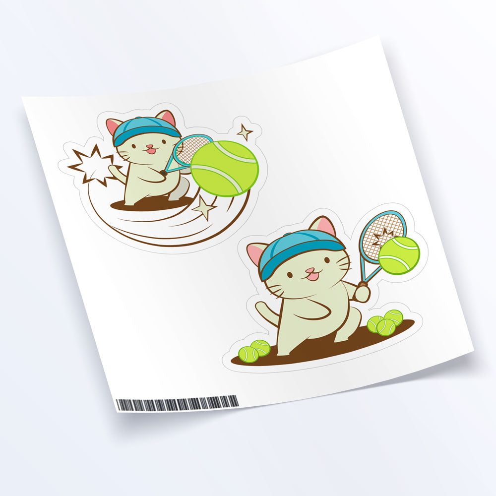 Tennis Kawaii Cats Sticker Sheet Set of 2