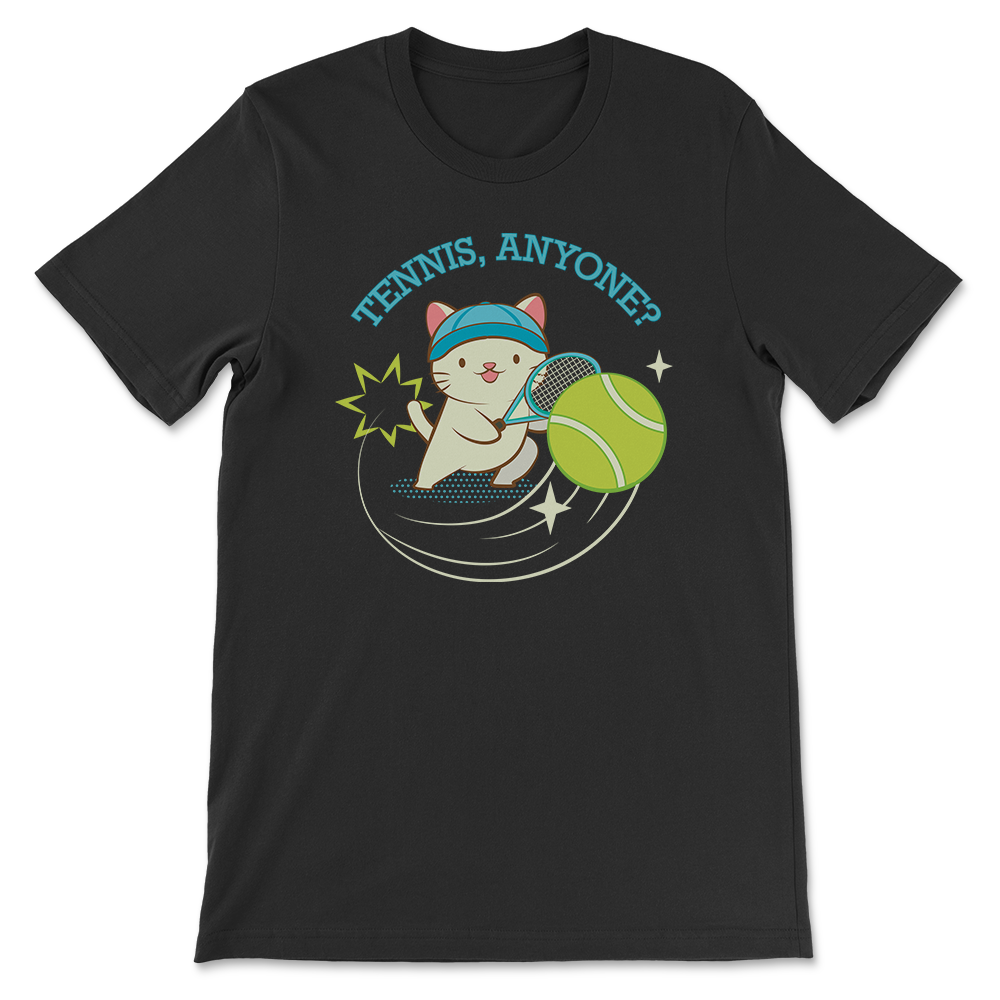 Tennis Kawaii Cat T-shirt - black