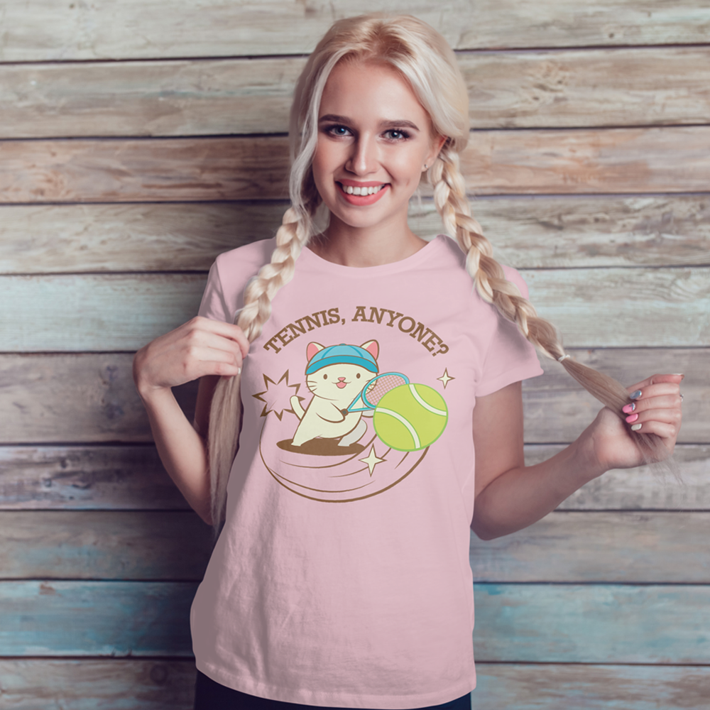 Tennis Kawaii Cat T-shirt for woman