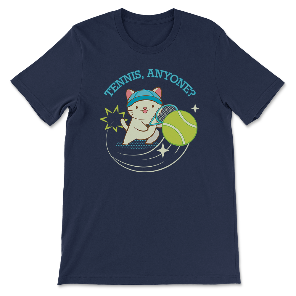 Tennis Kawaii Cat T-shirt - navy