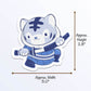 Tiger Warrior Chinese Zodiac Kawaii Sticker measurements