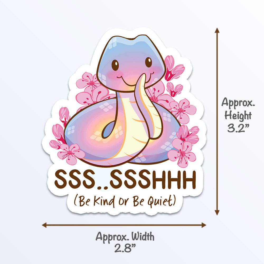 Year of Snake Kawaii Stickers - Be Kind or Be Quiet Cute Snake Measurements