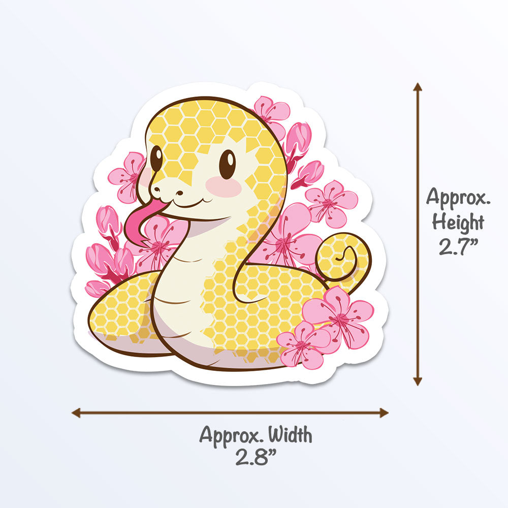 Year of Snake Kawaii Stickers - Cute Golden Snake Measurements