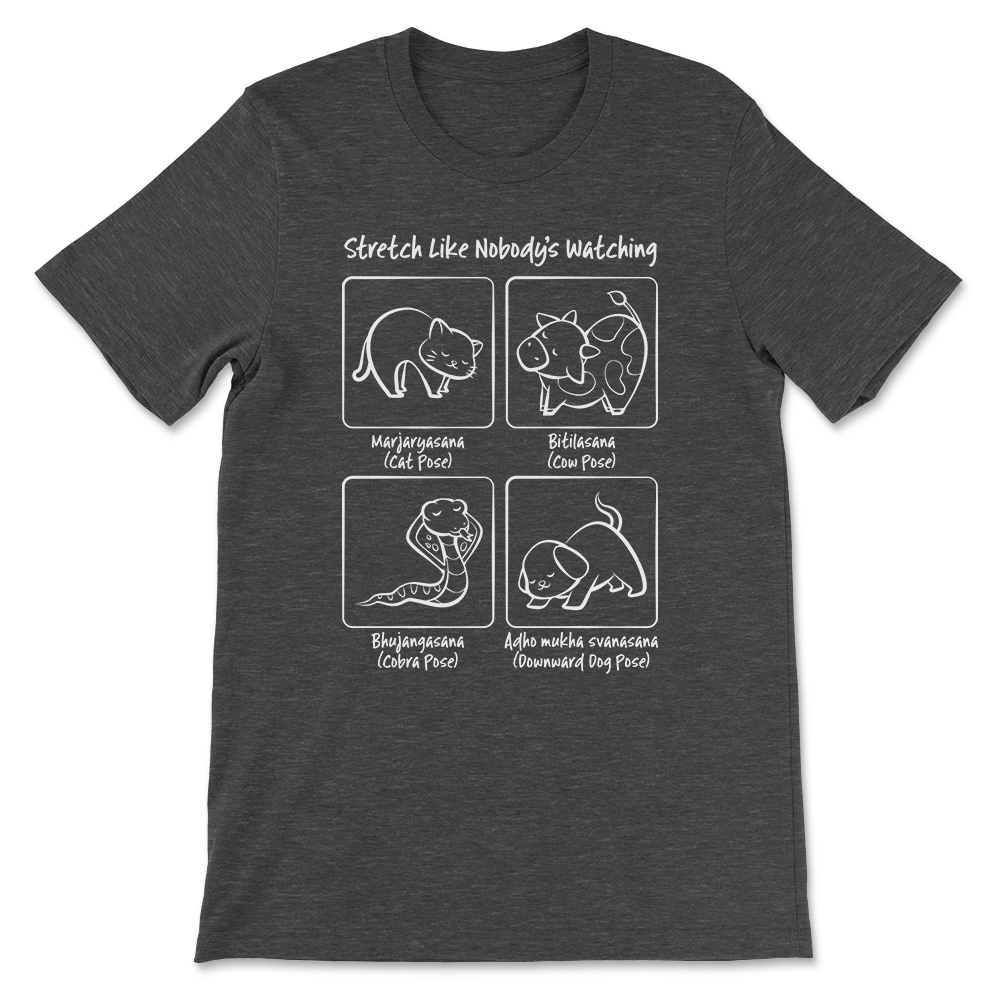 Yoga Animal Poses Kawaii T-shirt - Dark Grey Heather