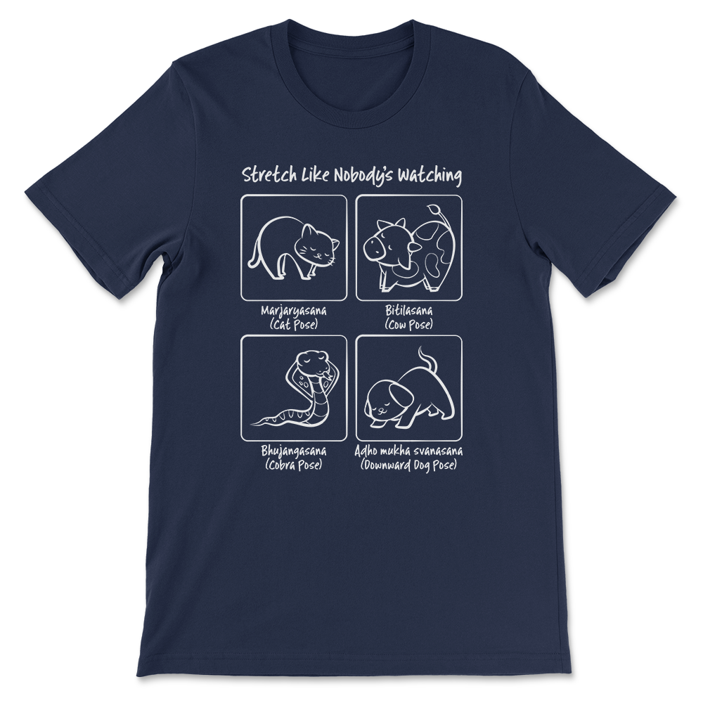 Yoga Animal Poses Kawaii T-shirt - Navy