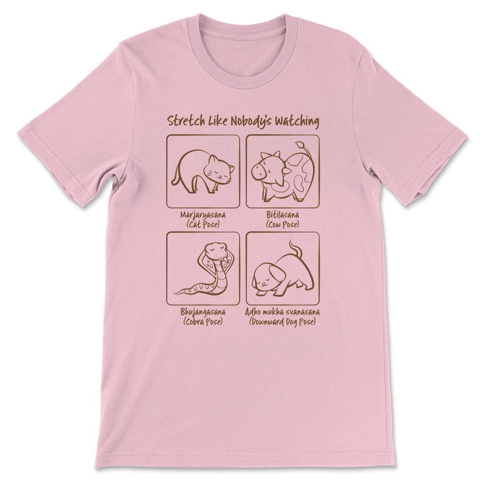 Yoga Animal Poses Kawaii T-shirt - Pink