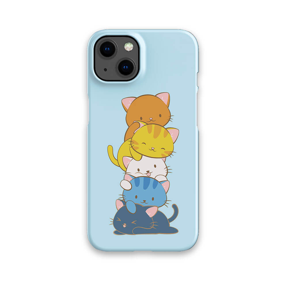 Aroace Pride Kawaii Cat Phone Case - blue