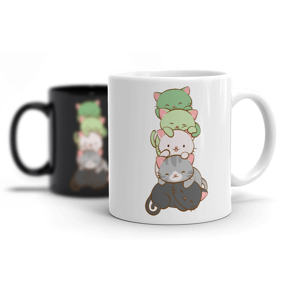 Aromantic Pride Cute Kawaii Cat Mug
