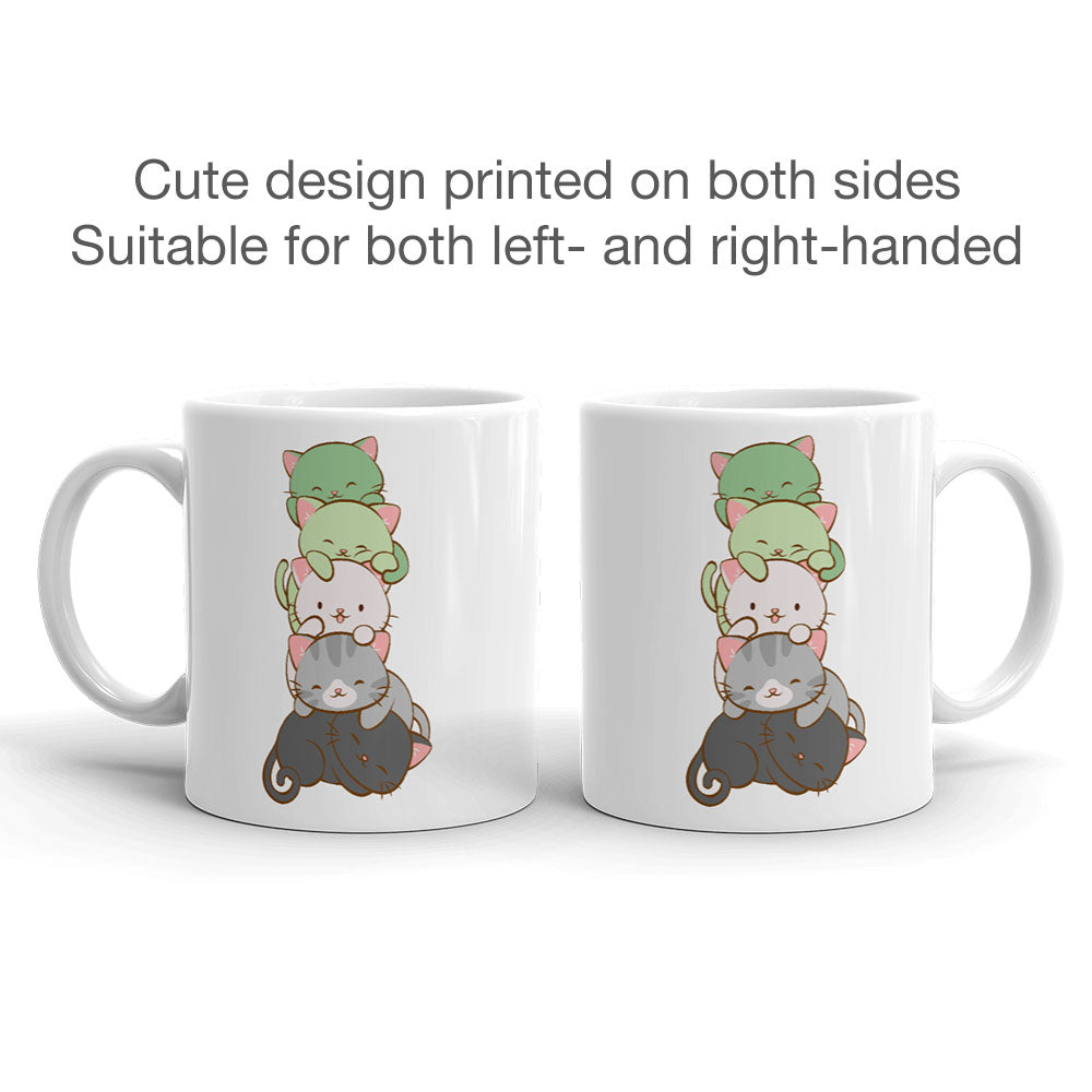 Aromantic Pride Cute Kawaii Cat Mug