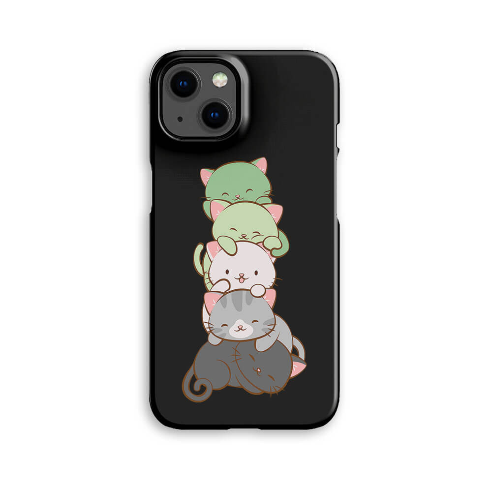 Aromantic Pride Kawaii Cat Phone Case - blackAromantic Pride Kawaii Cat Phone Case - black