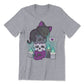 Asexual Pride Aesthetic Cat on Skulls Kawaii Shirt - Athletic Heather