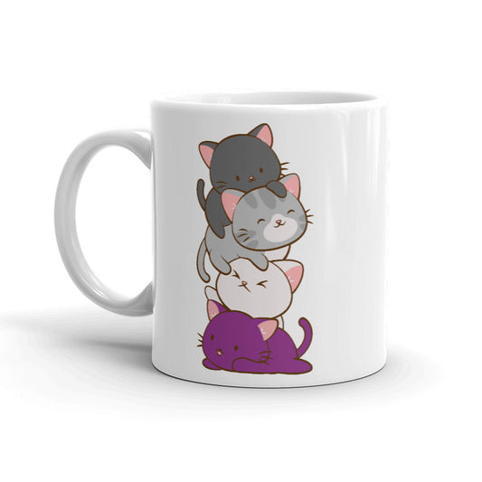 Asexual Pride Cute Kawaii Cat Mug 11 oz / White