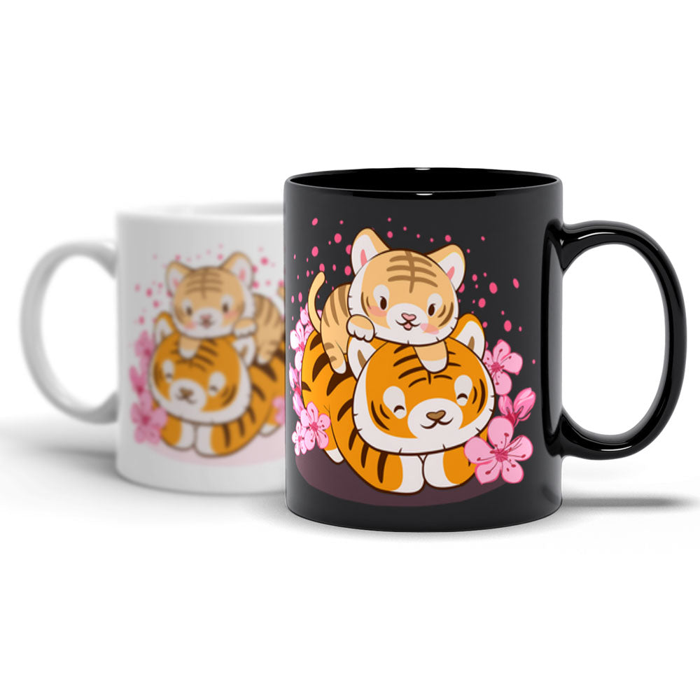 Baby and Mom Kawaii Tiger Coffee Mug