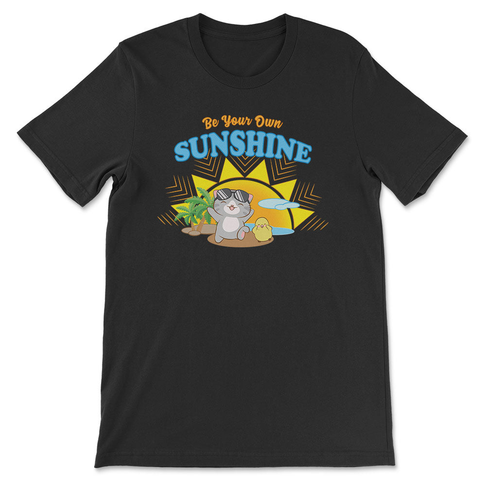 Be Your Own Sunshine Kawaii Cat Summer T-shirt - Black