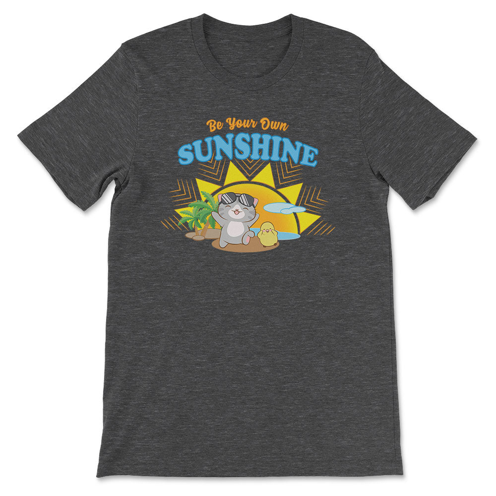 Be Your Own Sunshine Kawaii Cat Summer T-shirt - Dark Grey Heather