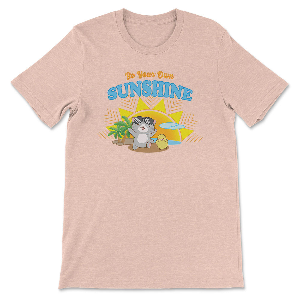 Be Your Own Sunshine Kawaii Cat Summer T-shirt - Heather Peach