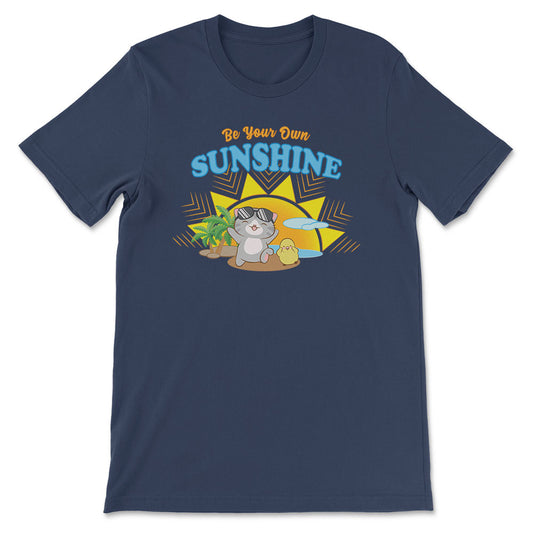 Be Your Own Sunshine Kawaii Cat Summer T-shirt - Navy
